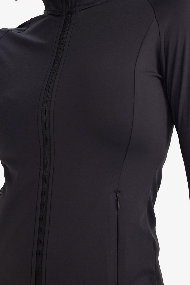 DeFacto Black Woman Slim Fit High Neck Zip-Up Sweatshirt Casual - Image 5